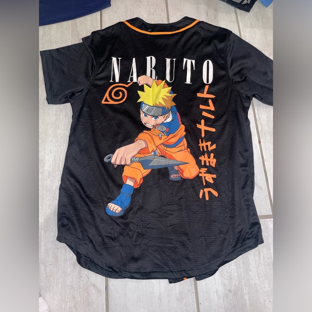 Naruto hidden leaf village button up baseball jersey